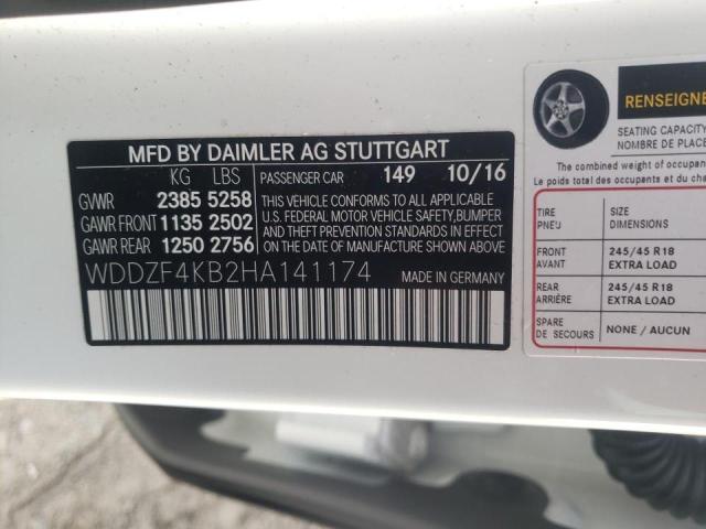 WDDZF4KB2HA141174 - 2017 MERCEDES-BENZ E 300 4MAT WHITE photo 10