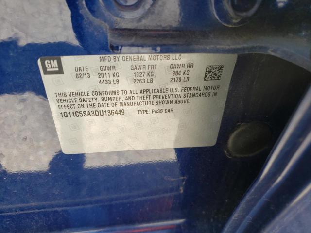 1G11C5SA3DU136449 - 2013 CHEVROLET MALIBU 1LT 蓝色 照片 10