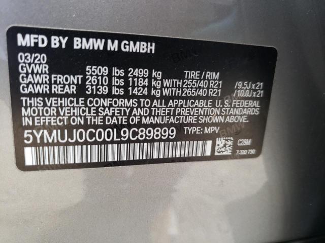 5YMUJ0C00L9C89899 - 2020 BMW X4 M COMPE SILVER photo 10