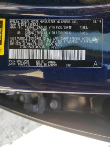 2T2BC1BA9FC005087 - 2015 LEXUS RX 450H  photo 10