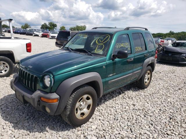 1J4GL48K14W202667 - 2004 JEEP LIBERTY SP GREEN photo 2