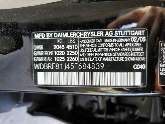 WDBRF81J45F684839 - 2005 MERCEDES-BENZ C 240 4MAT BLACK photo 10