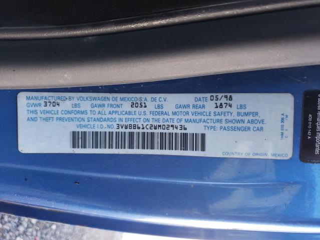 3VWBB61C2WM029436 - 1998 VOLKSWAGEN NEW BEETLE 蓝色 照片 10
