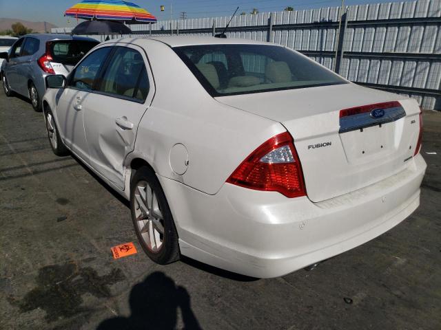 3FAHP0JG0CR108901 - 2012 FORD FUSION SEL WHITE photo 3