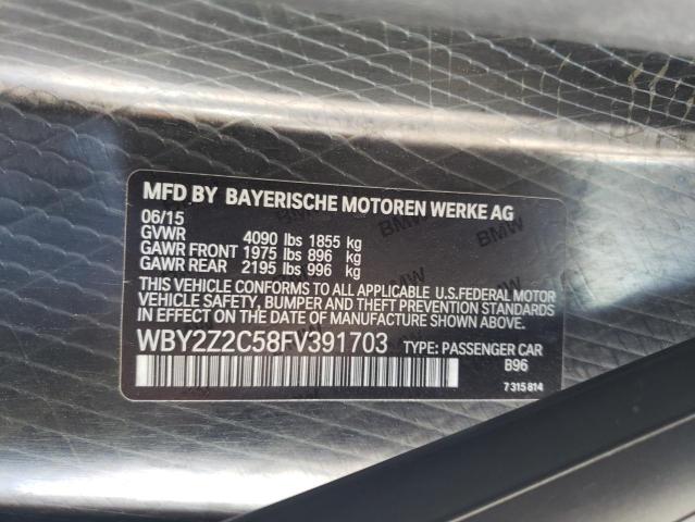 WBY2Z2C58FV391703 - 2015 BMW I8 BLUE photo 10