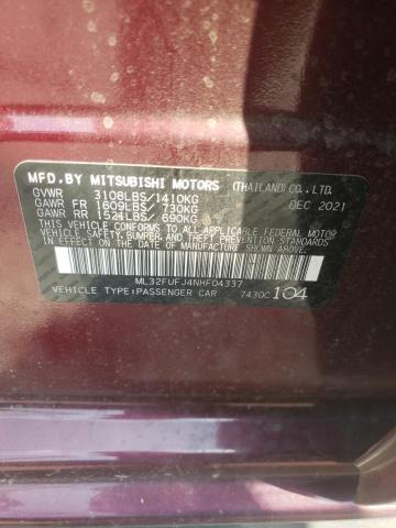 ML32FUFJ4NHF04337 - 2022 MITSUBISHI MIRAGE G4 ES  ფოტო 10