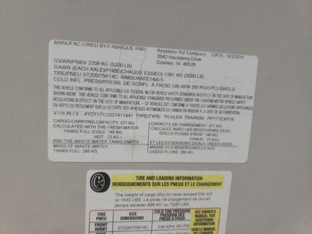 4YDT17120GT411441 - 2016 KEYSTONE PASSPORT TAN photo 10