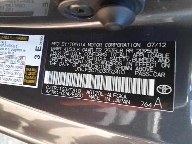 JTKJF5C75D3052410 - 2013 TOYOTA SCION TC Сірий фото 10