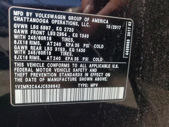 1V2MR2CA4JC539842 - 2018 VOLKSWAGEN ATLAS SEL Qara foto 10