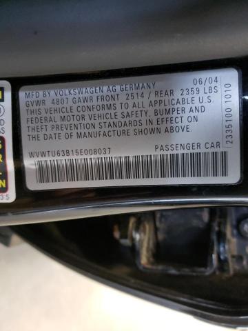 WVWTU63B15E008037 - 2005 VOLKSWAGEN PASSAT GLX Qara foto 10