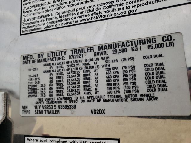 1UYVS2535N3****** - 2022 UTILITY TRAILER თეთრი ფოტო 10