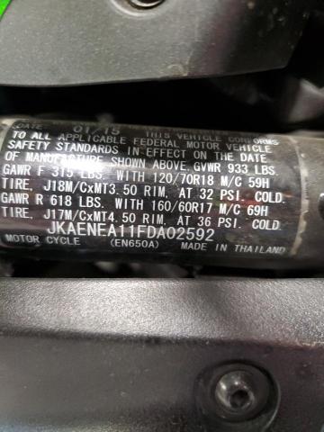 JKAENEA11FDA02592 - 2015 KAWASAKI EN650 A GREEN photo 10