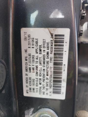 1HGCP2F67CA239772 - 2012 HONDA ACCORD GRAY photo 10