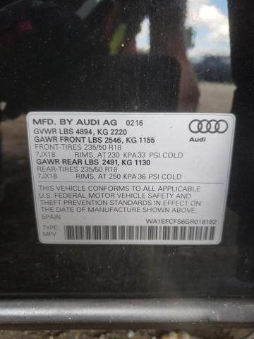 WA1EFCFS6GR018162 - 2016 AUDI Q3 PREMIUM PLUS  photo 10