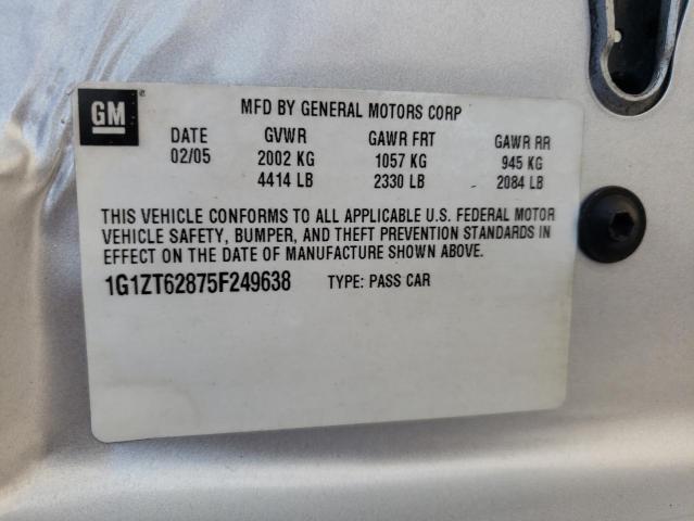 1G1ZT62875F249638 - 2005 CHEVROLET MALIBU MAX 银色 照片 10