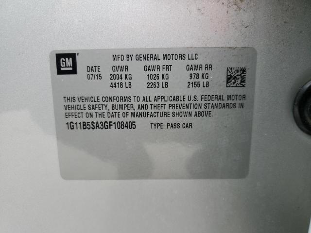 1G11B5SA3GF108405 - 2016 CHEVROLET MALIBU LIM 银色 照片 10