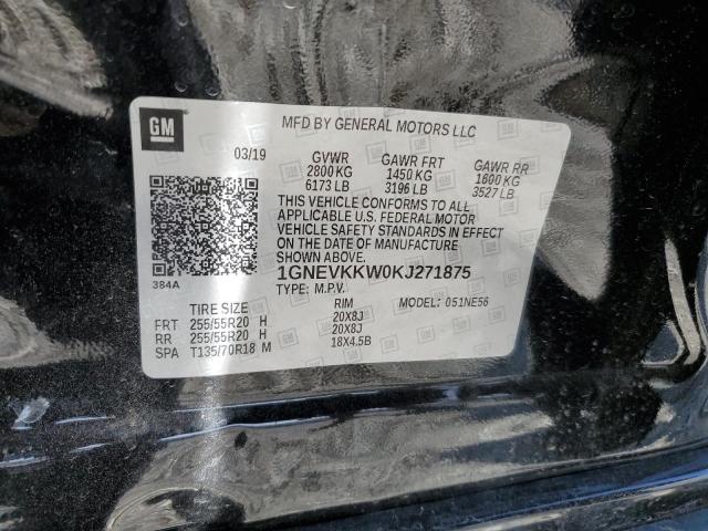 1GNEVKKW0KJ271875 - 2019 CHEVROLET TRAVERSE PREMIER  photo 10