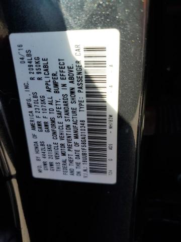 19UUB1F58GA010348 - 2016 ACURA TLX TECH BLACK photo 10