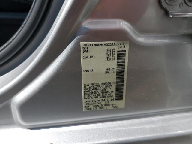 1N4BL4EV7KC240116 - 2019 NISSAN ALTIMA SL SILVER photo 10