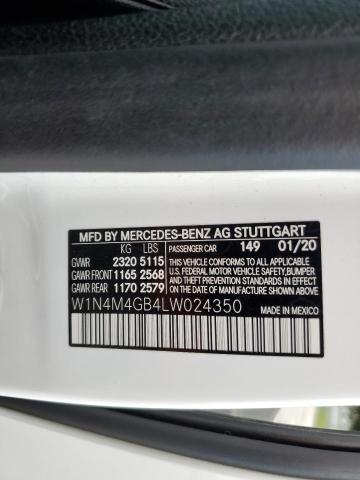 W1N4M4GB4LW024350 - 2020 MERCEDES-BENZ GLB 250 WHITE photo 10