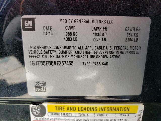 1G1ZB5EB6AF267465 - 2010 CHEVROLET MALIBU LS BLACK photo 10