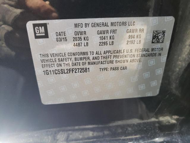 1G11C5SL2FF272581 - 2015 CHEVROLET MALIBU 1LT შავი ფოტო 10