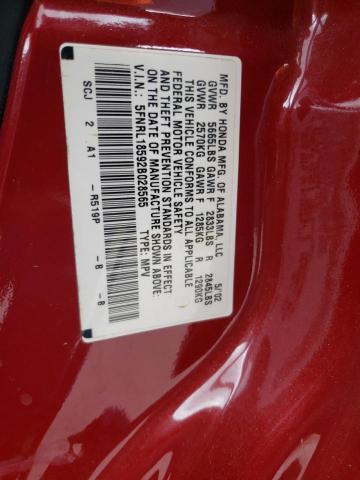 5FNRL18592B028565 - 2002 HONDA ODYSSEY LX RED photo 10