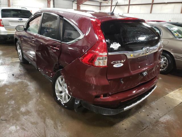 5J6RM4H77GL022519 - 2016 HONDA CR-V EXL MAROON photo 3