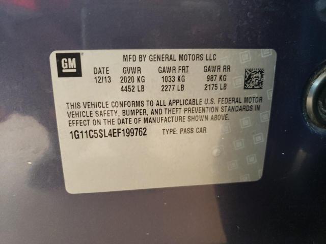 1G11C5SL4EF199762 - 2014 CHEVROLET MALIBU 1LT 蓝色 照片 10