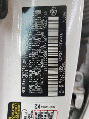 4T1BE32K86U674162 - 2006 TOYOTA CAMRY LE WHITE photo 10