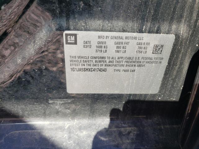 1G1JA5SHXC4174343 - 2012 CHEVROLET SONIC LS BLACK photo 10