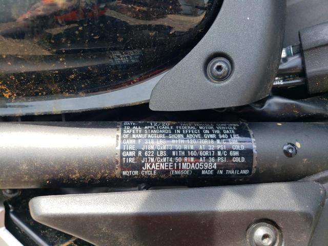 JKAENEE11MDA05984 - 2021 KAWASAKI EN650 E BLACK photo 10