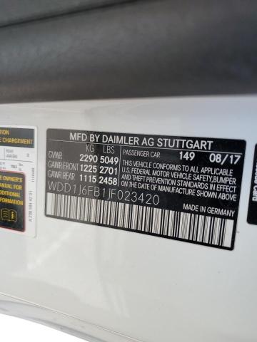 WDD1J6FB1JF023420 - 2018 MERCEDES-BENZ E 400 WHITE photo 10