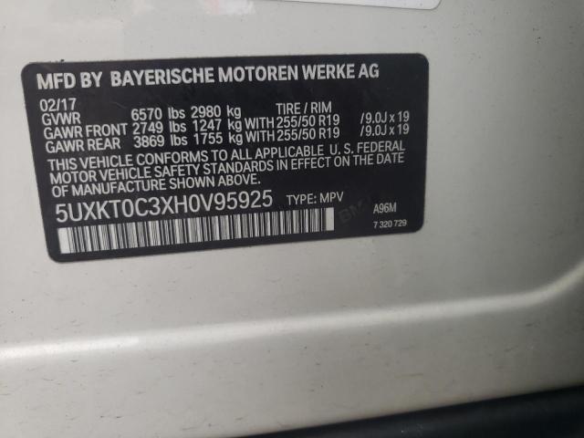 5UXKT0C3XH0V95925 - 2017 BMW X5 XDR40E WHITE photo 10