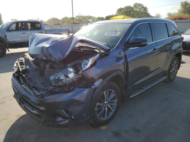 5TDKZRFH3KS352473 - 2019 TOYOTA HIGHLANDER BLUE photo 2