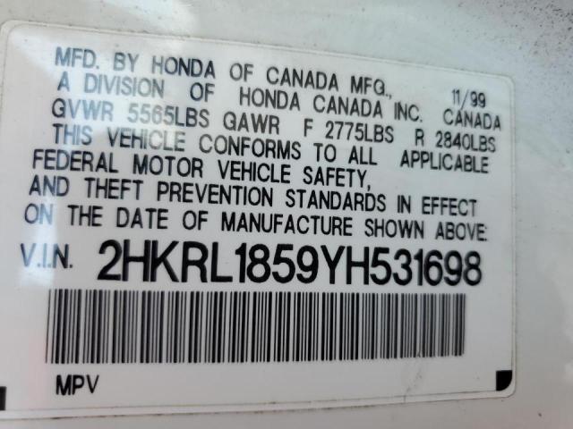 2HKRL1859YH531698 - 2000 HONDA ODYSSEY LX WHITE photo 10