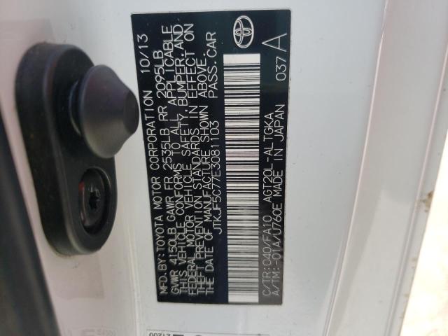 JTKJF5C77E3081103 - 2014 TOYOTA SCION TC თეთრი ფოტო 10