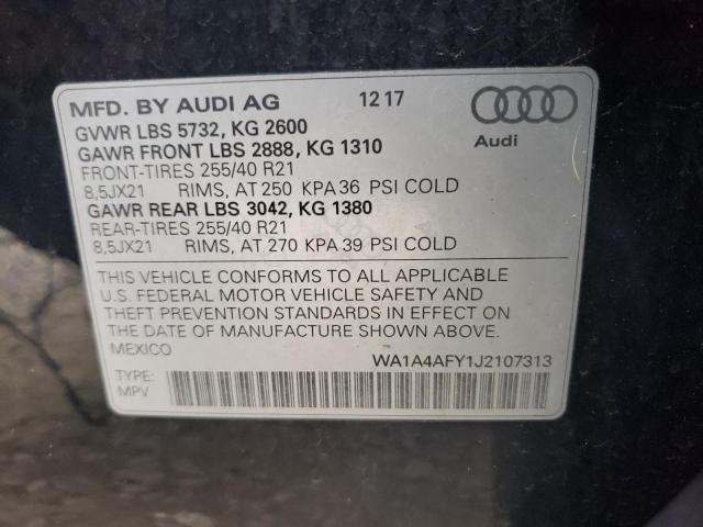 WA1A4AFY1J2107313 - 2018 AUDI SQ5 PREMIU BLUE photo 10