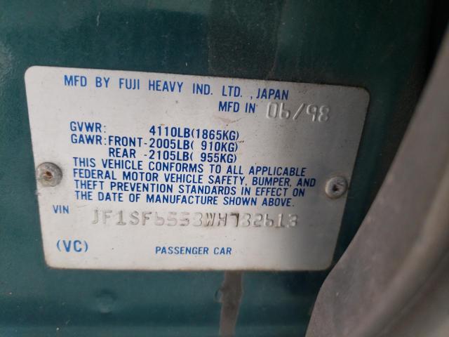 JF1SF6558WH782613 - 1998 SUBARU FORESTER S GREEN photo 10