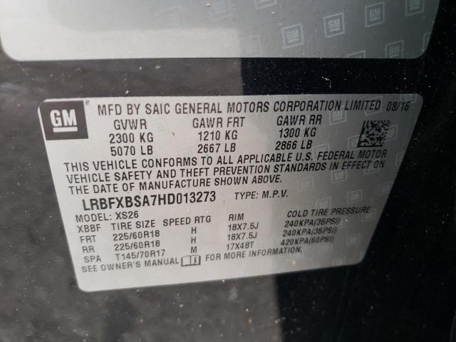 LRBFXBSA7HD013273 - 2017 BUICK ENVISION E BLACK photo 10