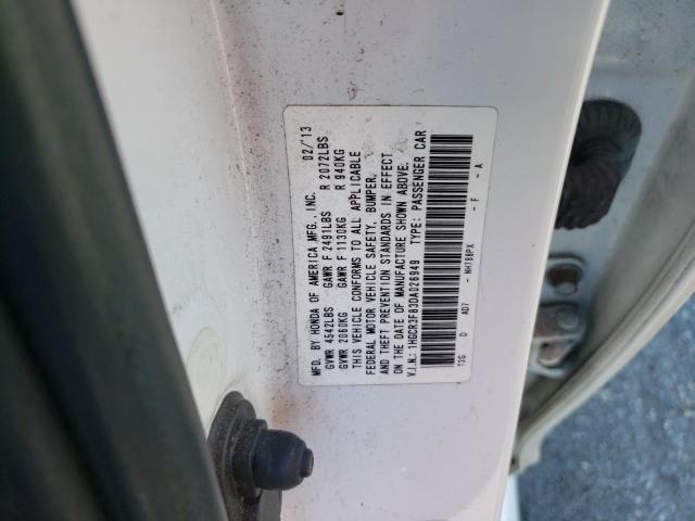 1HGCR3F83DA026949 - 2013 HONDA ACCORD EXL WHITE photo 10