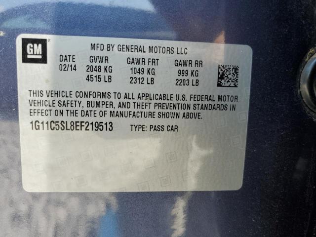 1G11C5SL8EF219513 - 2014 CHEVROLET MALIBU 1LT ლურჯი ფოტო 10