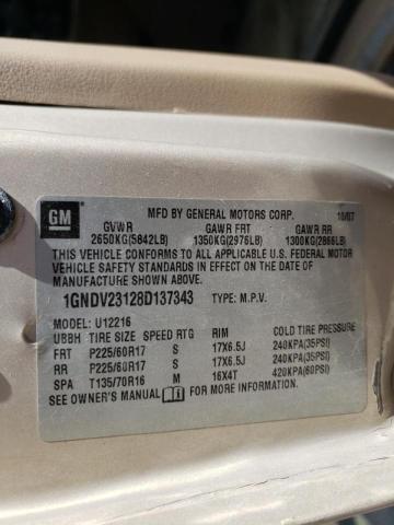 1GNDV23128D137343 - 2008 CHEVROLET UPLANDER L Qızıl foto 10