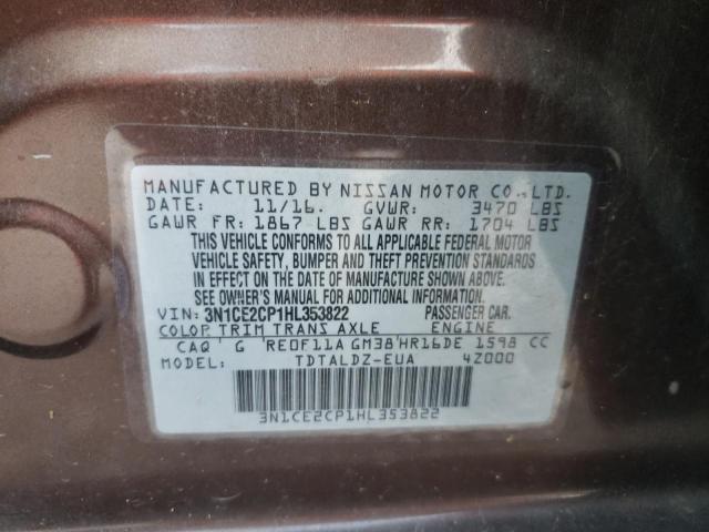 3N1CE2CP1HL353822 - 2017 NISSAN VERSA NOTE BROWN photo 10