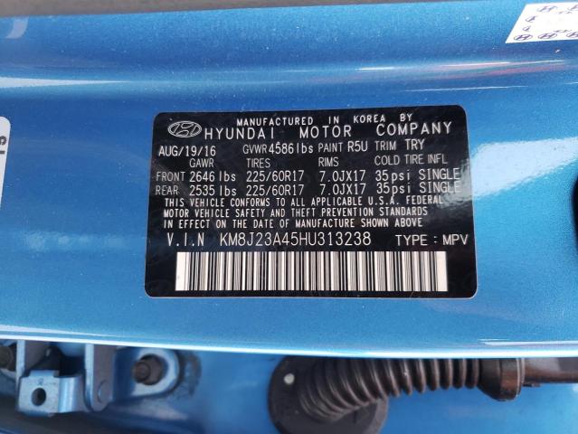 KM8J23A45HU313238 - 2017 HYUNDAI TUCSON SE BLUE photo 10