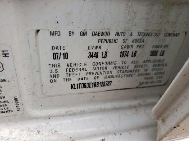 KL1TD6DE1BB128787 - 2011 CHEVROLET AVEO LS 白色 照片 10