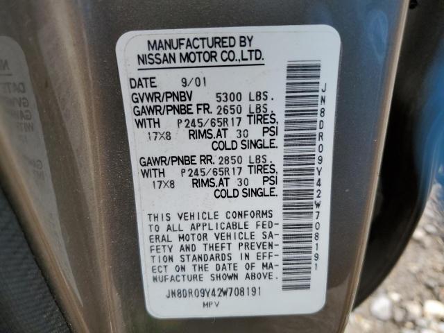 JN8DR09Y42W708191 - 2002 NISSAN PATHFINDER LE  ფოტო 10