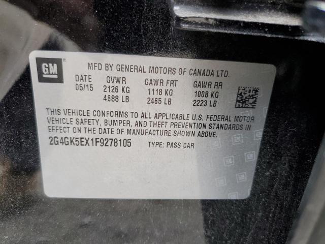 2G4GK5EX1F9278105 - 2015 BUICK REGAL BLACK photo 10