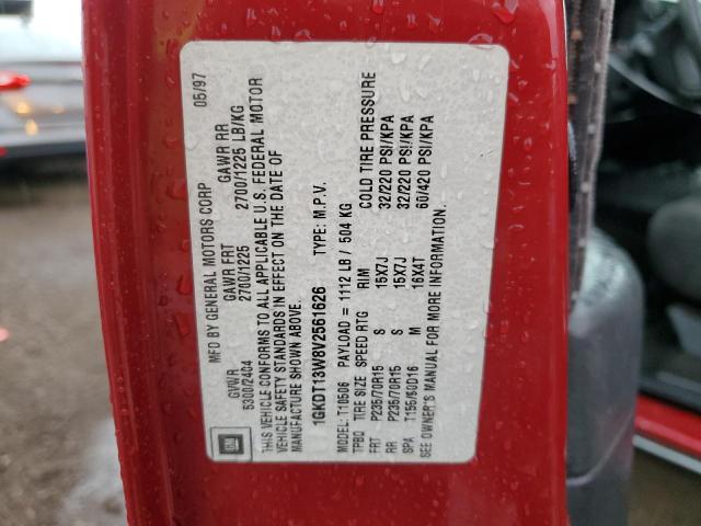 1GKDT13W8V2561626 - 1997 GMC JIMMY RED photo 10