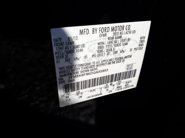 1FM5K8F86DGA53953 - 2013 FORD EXPLORER L Սև լուսանկար 10